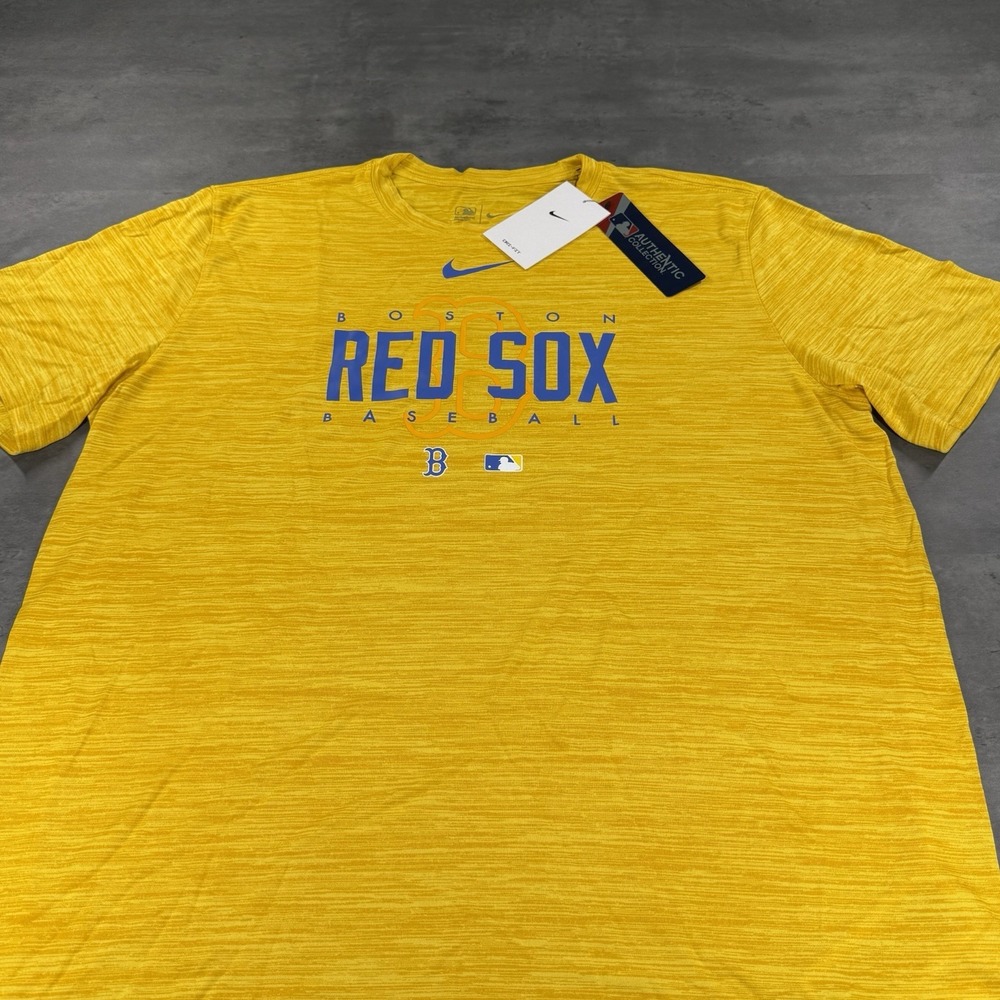 Nike Boston Red Sox Shirt Men 2XL Yellow Camo Dri Fit‎ Short Sleeve City Connect